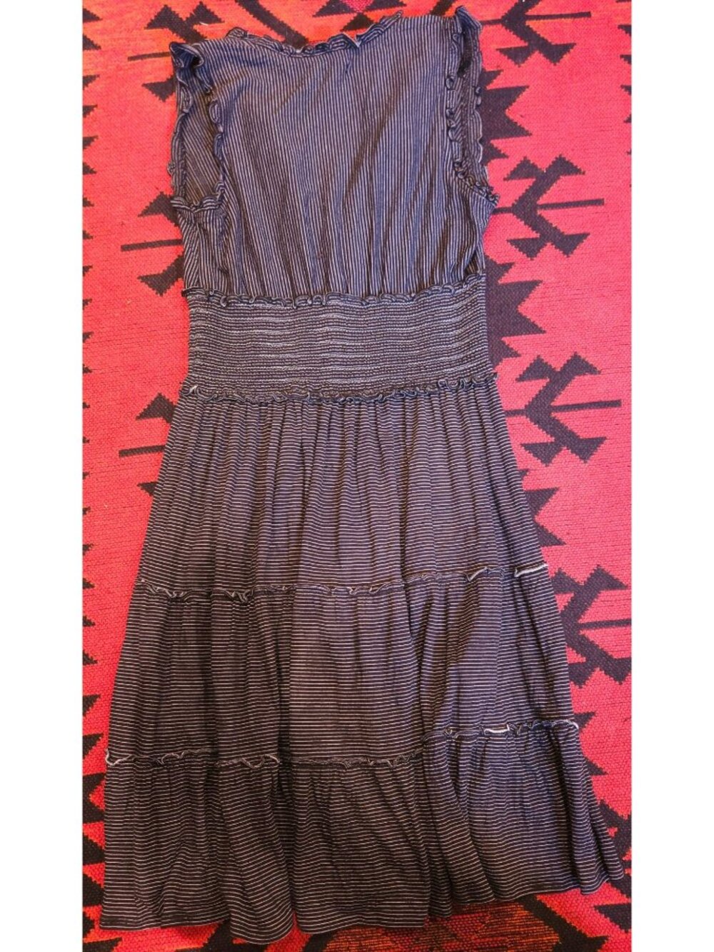 NEW Max Studio Black & White Striped Sleeveless Tiered Dress Size Medium - Picture 15 of 16